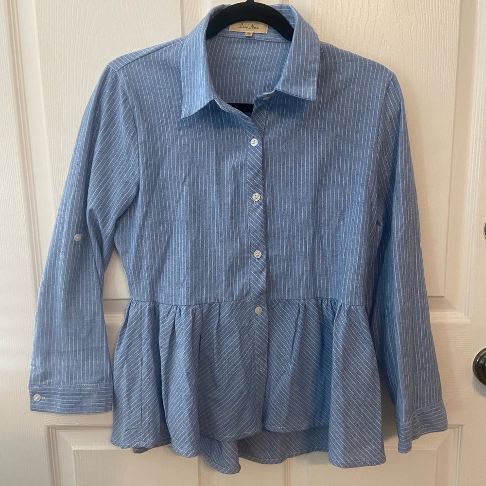 Striped peplum button down